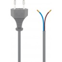 C&acirc;ble avec fiche europ&eacute;enne &agrave; confectionner, 1,5 m, gris
