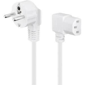 C&acirc;ble de raccordement pour appareils froids, coud&eacute; des deux c&ocirc;t&eacute;s, 2 m, blanc